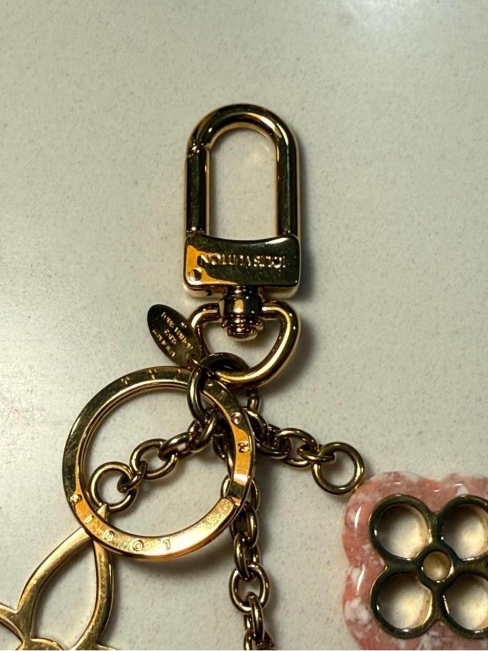 Louis Vuitton Pink and Gold LV Keychain/Bag Charm - Picture 5 of 6